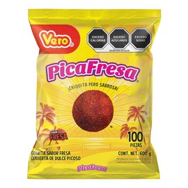 Ricolino Picafresa, Gomita Sabor Fresa Cubierta De Dulce Picoso, Bolsa 100 Pz De 6 G, Color Roja