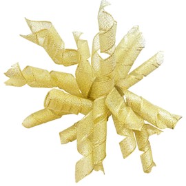 Oirznnd Curly Gift Bows for Gift Wrapping, Pre-made Self Adhesive Curly Ribbons Christmas Bows for Presents, Wine Bottle, Treat Bags, Gift Basket, bridal Shower, Wedding, Party,6 Counts, Gold