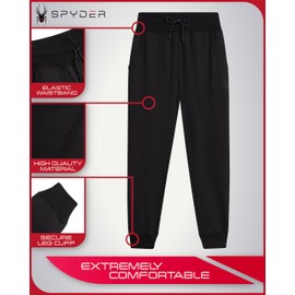 Spyder Women's Jogger Sweatpants - High Waisted Fleece Lined Athletic Joggers with Pockets for Casual Workout (Sizes: S-XL), Size X-Large, Black