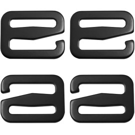 LUORNG 4PCS G Shaped Wave Buckles Backpack Strap Belt Hook Outdoor Webbing Buckle Clips, Black, 35.7x27mm