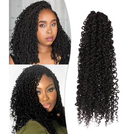 Yanky Twist Crochet Hair 14 Inch 3 Packs Pre Looped Mini Twist Yankee Twist Micro Yaki Twist Synthetic Curly Crochet Hair Extensions For Black Women (1B, 14 Inch (Pack of 3))