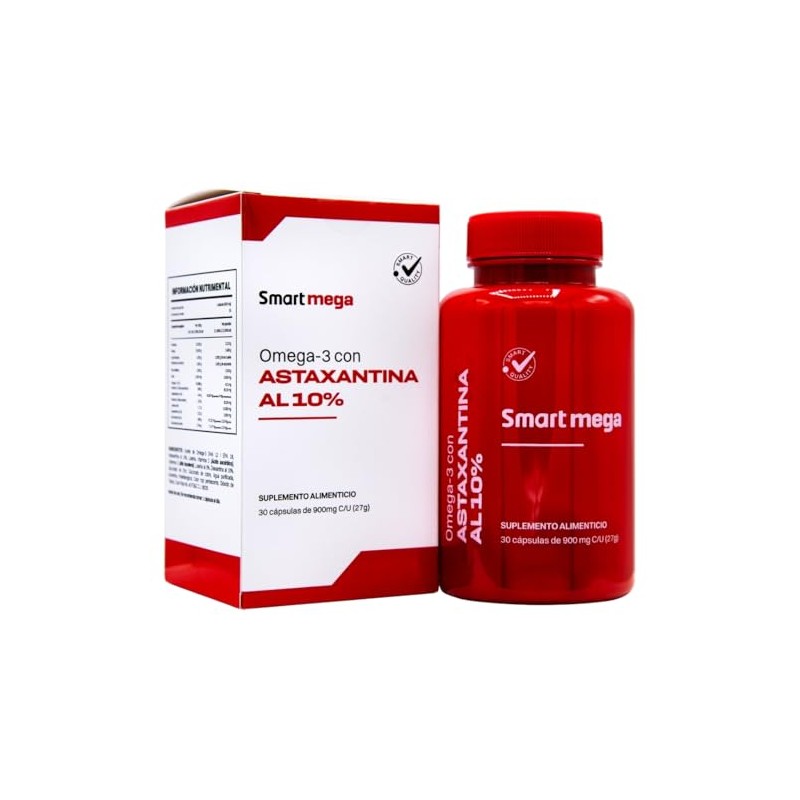 SMART MEGA Astaxantina 10 Ultra Pura con Omega 3, Proteccin