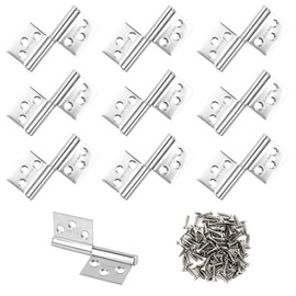 10Pack 3 Inch Lift Off Hinges Flag Hinges 304 Stainless Steel, Lift Off Hinge with Screws Detachable Door Hinge Left Handed Hinges for Cabinet Furniture Hinges Closet Hinges(Sliver)