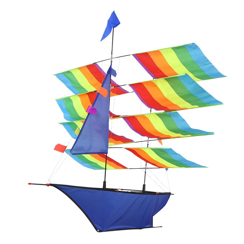 3D Huge Rainbow Sailboat Flying Kite Outdoor Sports Children Kids