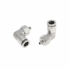 RATCHROLL Push to Connect Air Fittings 5/16" 90 Degree Air Line Quick Joint 304 Stainless Steel M5 2 Pcs Silver Tone