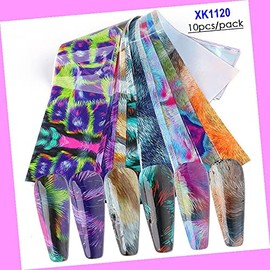 10pcs 20x4cm Leopard Tiger Print Animal Skin Snake Nail Foil Transfer Sticker Xk1120 for Nails Design Nail Art Stickers Decals Supplies Manicure Tips Sticker Colorful for Nail Decorations