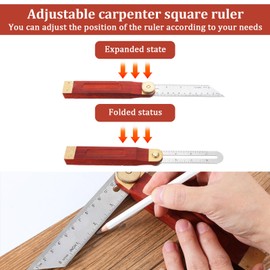 Yuanchu Adjustable 7 Inch/20cm Sliding Bevel Angle Finder Tool, Multi-Angle T Bevel Gauge Ruler with Hardwood Handle Stainless Steel Blade Precision Angle Ruler for Carpenter Craftsman Engineer