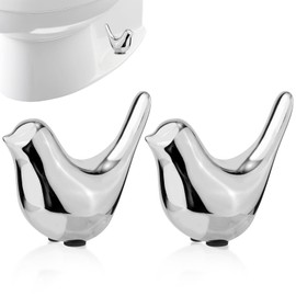 2pcs Toilet Bolt Caps, Bird Shape Ceramic Toilet Bolt Covers Hidden Toilet Screw Cover Caps Decorative Toilet Bolt Caps Animals for Bathroom Toilet Decoration (Silver)