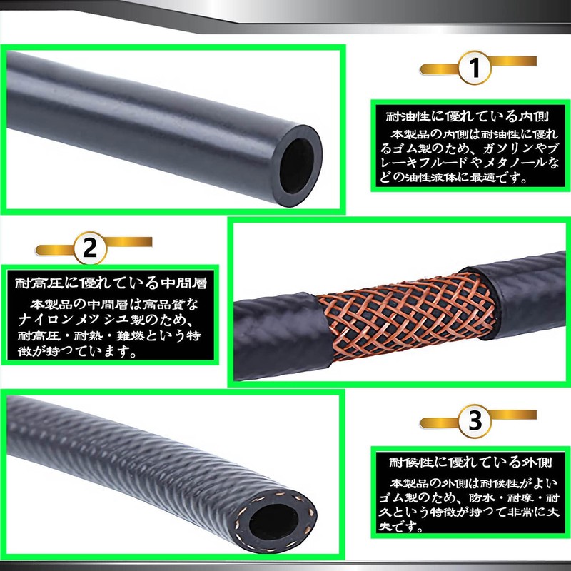 Pronese Fuel Hose, Inner Diameter 0.2 inch (5 mm), Total
