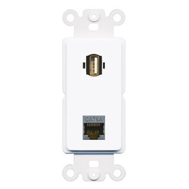 RiteAV CAT6A USB2 Rocker Insert Wall Plate Module [White]