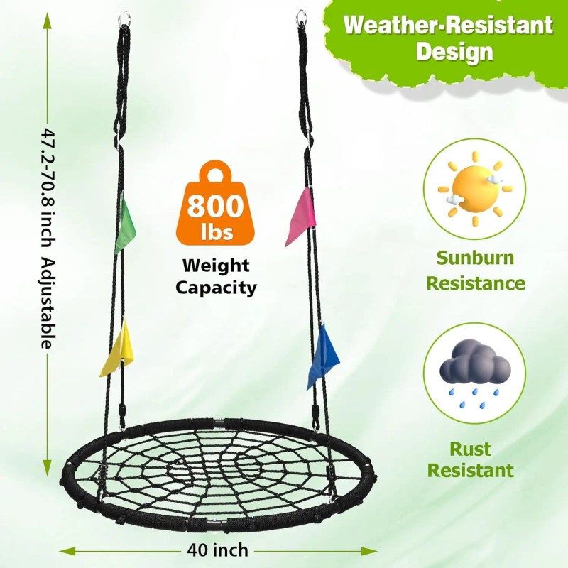Zoshine Spider Web Outdoor Saucer Net Round Swing with Steel