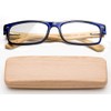 Real Bamboo Reading Glasses Spring Hinge Genuine Bamboo Rectangular Reader