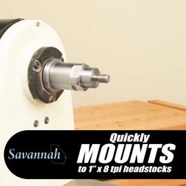 Peachtree Woodworking Supply 1" x 8 tpi Bottle Stopper Chuck with Pilot Hole Drill Bit To Mount A Bottle Stopper Blank To Your Lathe Without A Jaw Chuck. For use with 3/8" x 16tpi Bottle Stoppers