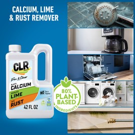 CLR CLR Brands? Calcium, Lime & Rust Remover Free & Clear, No Dyes or Fragrances, Gentle Lime and Bathroom Descaler, Removes Hard Water Stains and Rust Deposits, 42 Oz Bottle (Pack of 1)