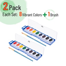 Mr. Pen- Washable Watercolors, 2 Pack, 8 Colors with Paint Brush, Watercolor Paint Set, Water Color Painting Kids, Watercolors for Kids and Adults