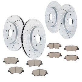 Acinoparts Front(11.02'', 280mm) and Rear Brake Kit Drilled and Slotted Brake Rotors Ceramic Brakes Pads for 2011-2016 Hyundai Elantra 2012-2016 Veloster 2014-2016 Kia Forte