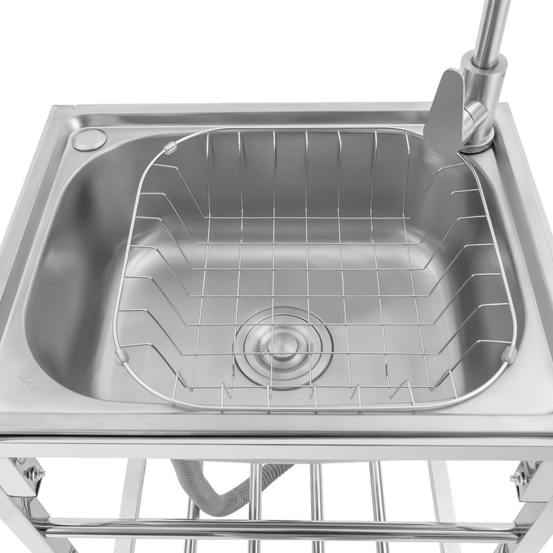 Single Basin Sink, 29.5Inch Height Kitchen Sink with Stand &