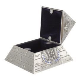 NUOLUX Desk Decor Gold Accent Decorative Metal Storage Box Container Decorate Statue Metal Pyramid Decorative Pyramid Storage Box Egyptian Pyramid Figurine Silver Jewelry