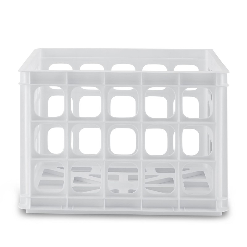 Sterilite Storage Crate, Stackable Plastic Bin Open Basket with Handles,