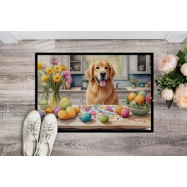Caroline's Treasures DAC6822MAT Decorating Easter Golden Retriever Doormat Front Door Mat Indoor Outdoor Rugs for Entryway, Non Slip Washable Low Pile, 18H X 27W