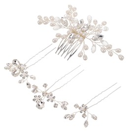 COLLBATH Bridal Hair Accessory Set Vintage Rhinestone Hair Pins and Comb for Women Elegant Flower Piece Retro Wedding Accessories for Brides and Bridesmaids
