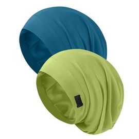 Silk Bonnet for Sleeping Women, Adjustable Silky Satin Lined Sleep Cap, Silk Hair Wrap for Sleep Night Cap for Natural Curly Hair 2PCS(Navy Blue&Green)