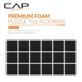 CAP Barbell 1/2-Inch Interlocking EVA Foam Exercise Puzzle Mats - 3 Pack | 24" x 24" x 1/2" | Diamond Pattern - Black