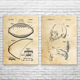 Football Patent Prints Set of 2 (12x16), Football Gifts, Gifts For Men, Football Decor, Football Coach Gifts, Sports Wall Art Vintage Paper