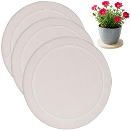 3 Pcs Diatomaceous Earth Absorbent Pads, Quick Drying Flower Pot Mats, Round White Plant Drip Trays, Non-Slip Coasters for Indoor Plants, Countertop Protection, Home Decor