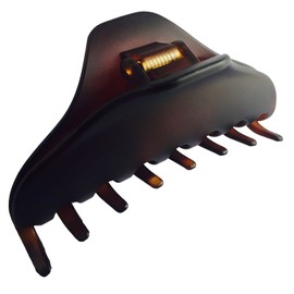 Parcelona French Thin Boss Medium Dark Brown Shell Matte Finish Covered Spring Jaw Hair Claw Clip Clutcher Clamp - 3.5 Inches