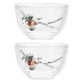DOITOOL 2pcs Glass Teacup Plum Blossom Hammer Teacup Japanese- Style Tea Cup Plum- Flower Cup Sake Tea Cups