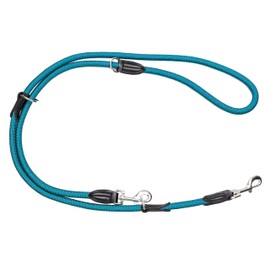 Leisegrün Nylon Dog Lead 2 m Adjustable & Round Paracord Rope Lead, Shoulder Lead, Double Lead & Lead with Carabiner for 2 Dogs 2 m x 11 mm Petrol Blue