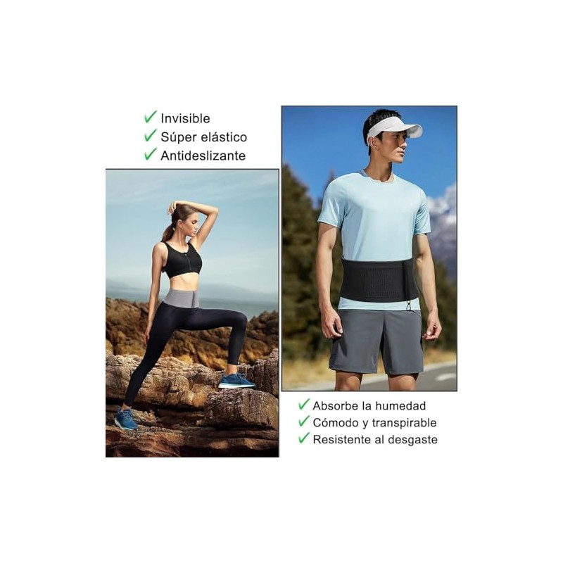 WADY Cangurera para Correr para Hombre y Mujer, Transpirable, Cangurera