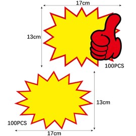 VNHATY 200pcs Explosion Stickers Fluorescent Blank Star Logo Product Labels Price Logo Retail Promotion Stickers Supermarket Price Display Labels（13 * 17cm）