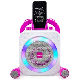 RockJam 10-Watt Rechargeable Bluetooth Karaoke Machine with Two Mics, Lightshow & Voice Effects