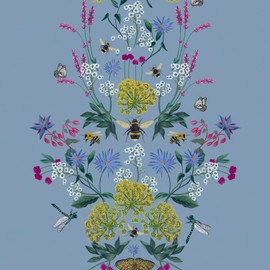 Joules Perfect Pollinators Haze Blue Wallpaper