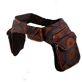 Kunst und Magie Double Bum Bag Side Bag Belt Bag Festival Bag Hippie Goa - Brown -