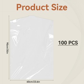 100Pcs Dry Cleaning Bags for Clothes, 35" x 23.6" Dry Cleaner Bags, Plastic Clear Clothes Covers for Hanging, Plastic Dry Cleaning Bag for Dry Cleaner, Home Storage, Travel, Moving