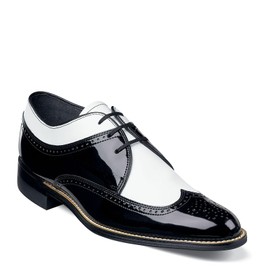 STACY ADAMS mens Dayton - Wingtip oxfords shoes, Black/White, 10.5 US