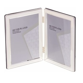 5 x 7-inch Silver Flat Edge DOUBLE PORTRAIT Photo Frames - Velveteen Backing - Tarnish Resistant (5 x 7-inch)