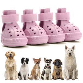 Dog Shoes for Hot Pavement,Non-Slip Waterproof Breathable Easy to Clean Put On and Take Off Dog Boots,Paw Protector for Hot Summer Roads Winter Snow (Pink, Size 5:(2.56"x1.97")(L*W))