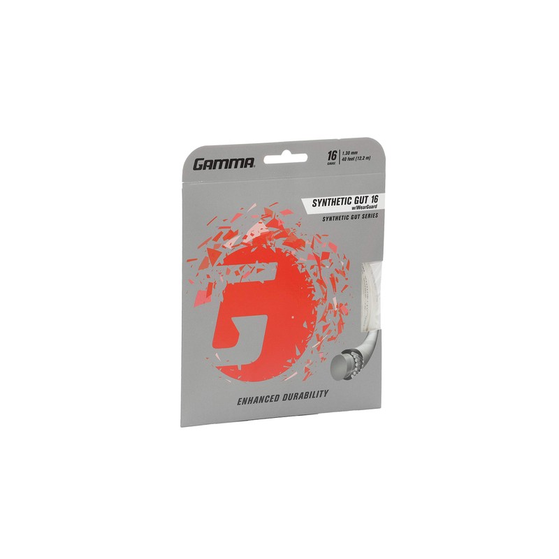 Gamma Synthetic Gut 16G Tennis String with Wearguard, White