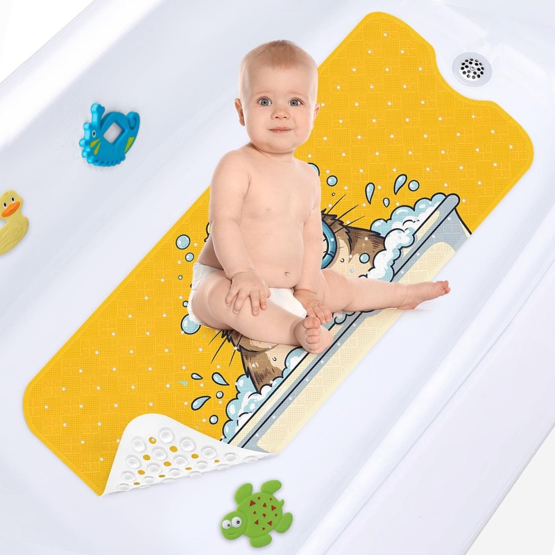 Bathtub Shower Mat 40X16 Inch, Non-Slip, for Toddler, Cat Kawaii