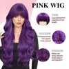 NOSTALGIA Purple Wig with Bangs Long Purple Wavy Wigs for