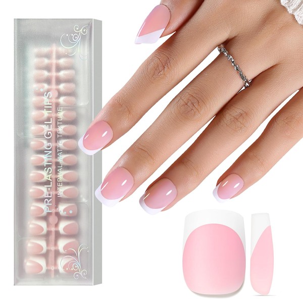 Jsiallye Pink French Gel Nail Tips, Jsiallye 150Pcs White French