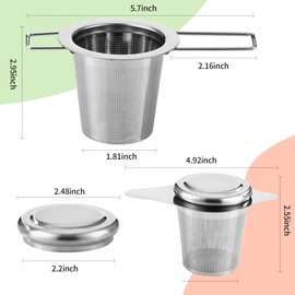 3 Teesieb, Teesieb für Losen Tee, Tee Sieb aus Edelstahl 304, Teesieb für Tasse,Teesieb EdeLstahl, mit großen Ohren, kleinen Ohren, runden Ohren, Spülmaschinengeeignet