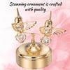 24K Gold Plated Music Box with Two Crystal Studded Hummingbirds