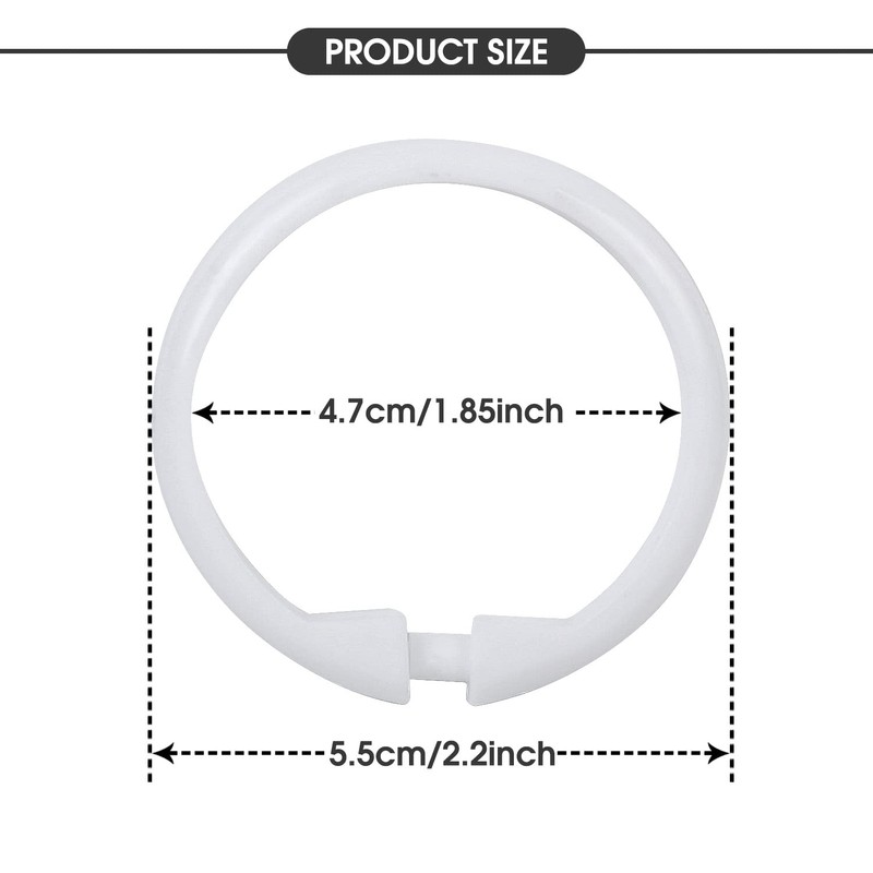 calfken 16Pcs Shower Curtain Rings,Shower Curtain Hooks with Unbreakable Plastic,O-Shaped