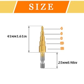 Hocansen 3 Pcs Step Cone Drill Bits Counter Sink Drill Bits High Speed Steel Step Drill Bit Hex Shank Spiral Grooved Bit for Plastic, Wood Drilling（4-12mm/20mm/32mm）