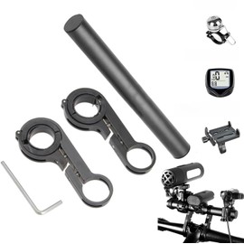 Bicycle Handlebar Extension Bracket Aluminum Alloy Bicycle Holder Lightweight Extension Mount Accessories Holder Easy to Install Fits Regular 25.4mm 31.8mm (Black)